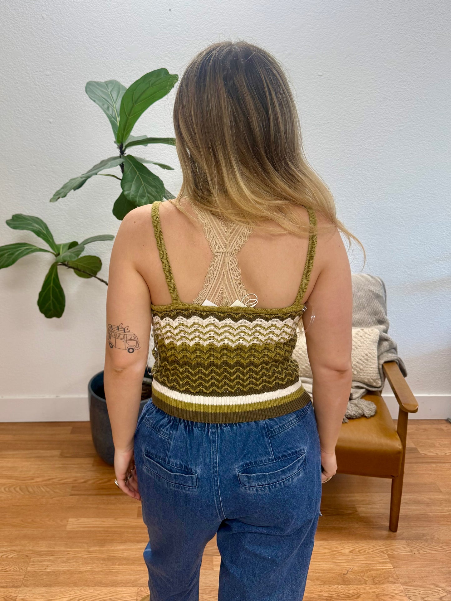 Olive Multi Color Cami Sweater Tank