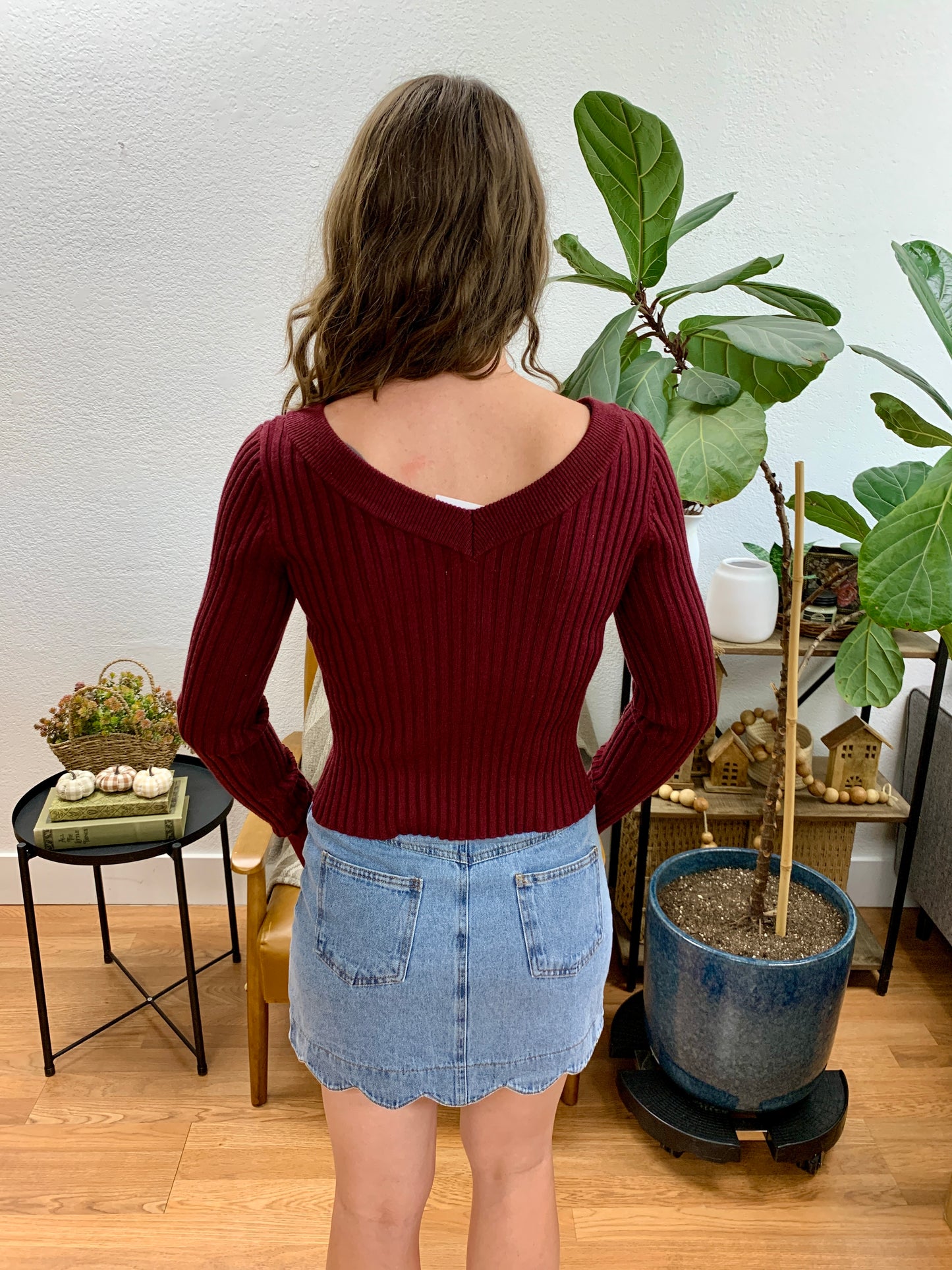 Wine Button Front Cardigan