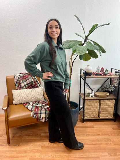 Black Wide Leg Fleece Sweatpants