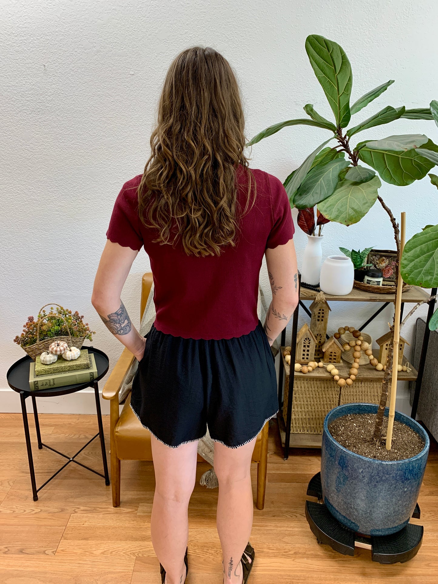 Black Edge Stitch Shorts