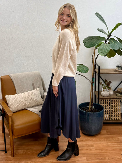 Midnight Smocked Waist Flowy Skirt