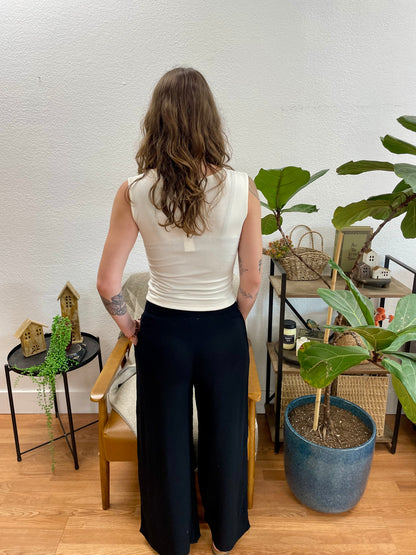 Black Lightweight Smocked Pants