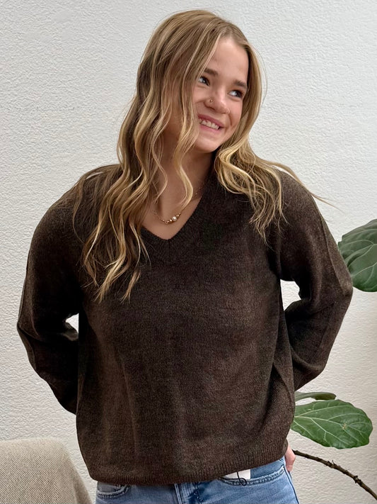 Brown Knit Pullover Sweater