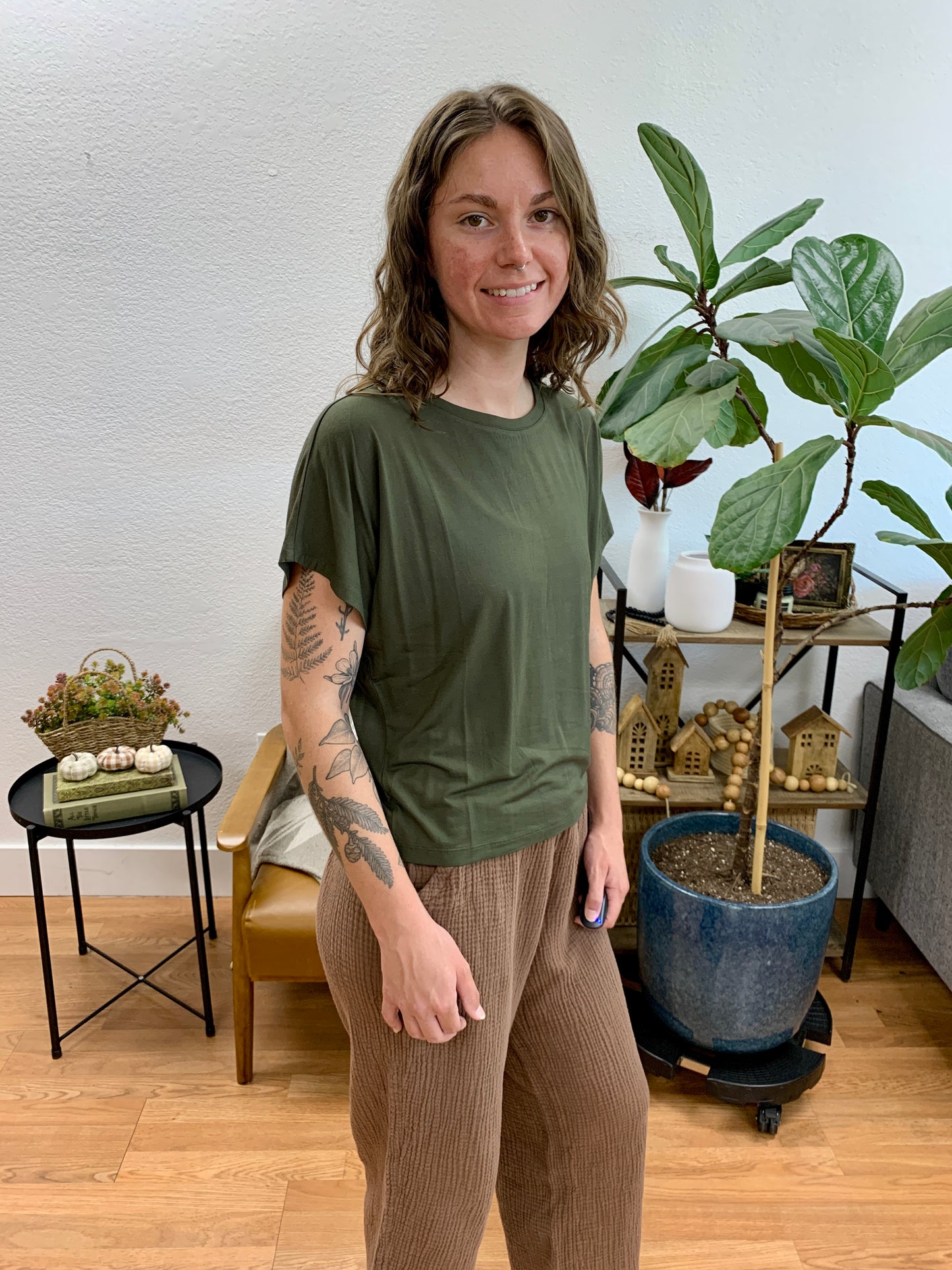 Olive Soft Dolman Tee