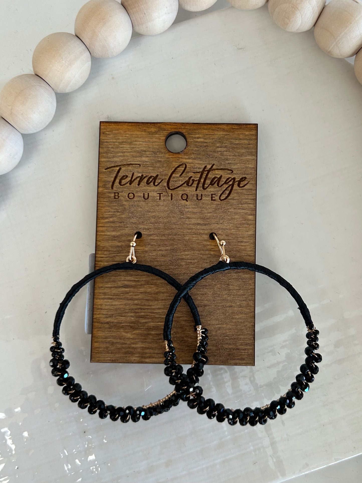 Circle Cutout Bead Drop Earrings