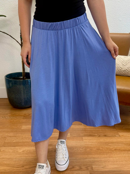 Denim Pleated A-Line Skirt