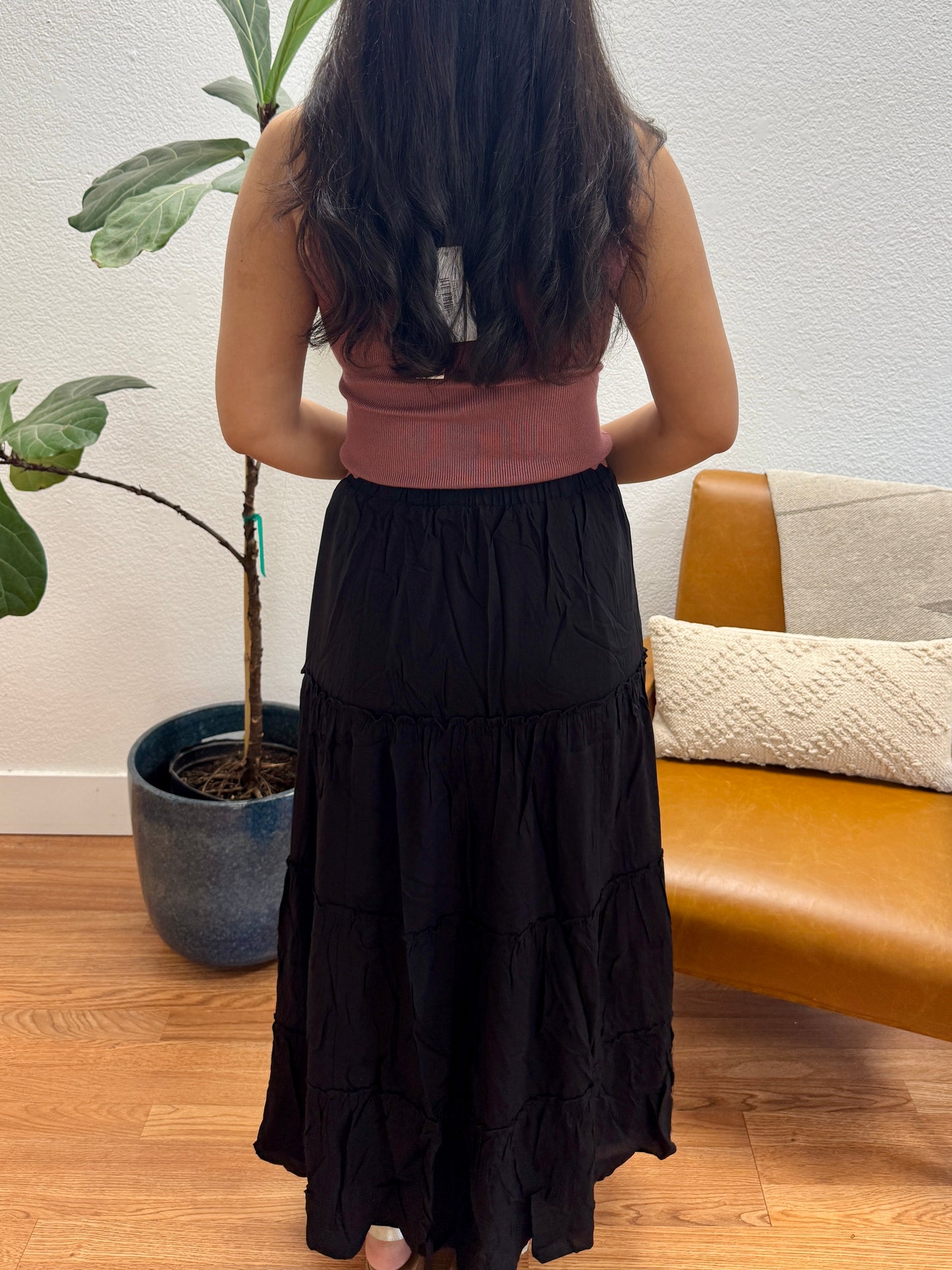 Black Tiered Maxi Skirt