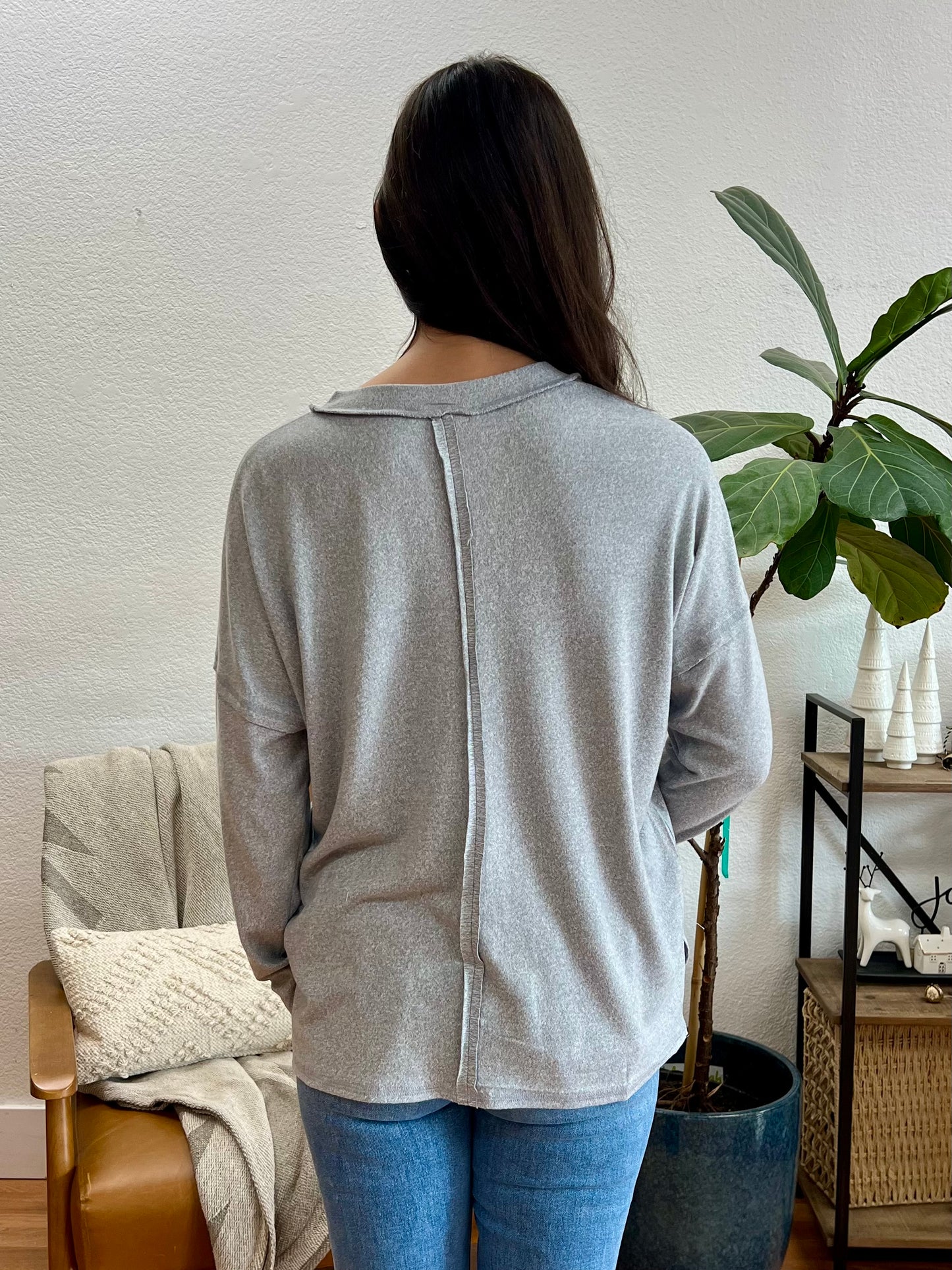 Heather Grey Hacci Pocket Tee