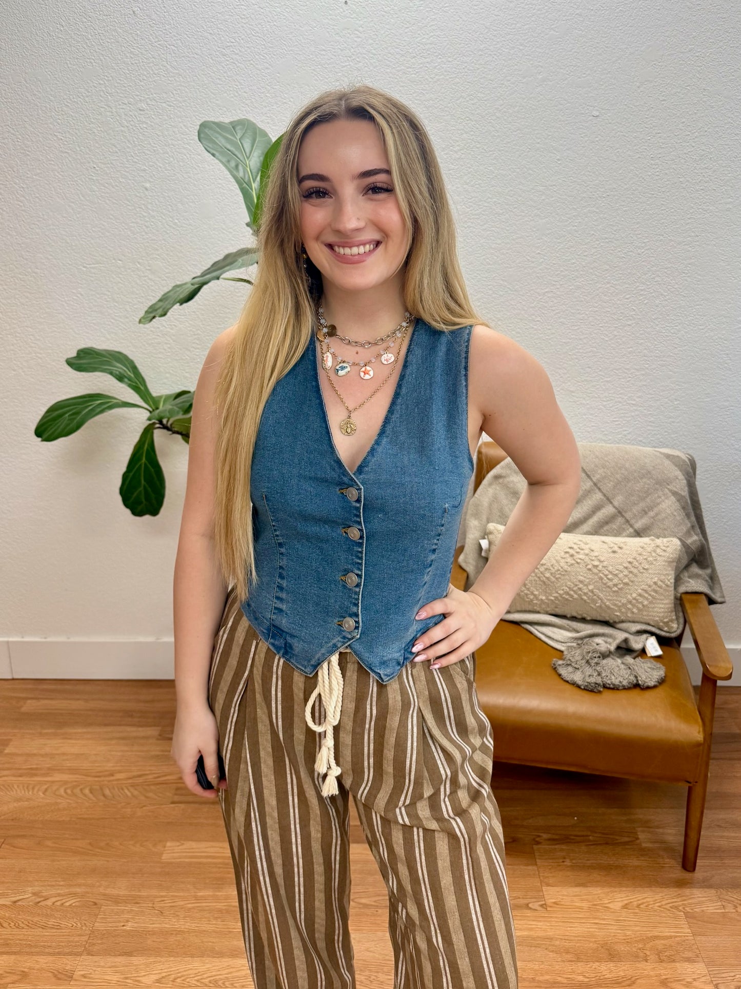 Blue Denim Stretch Vest