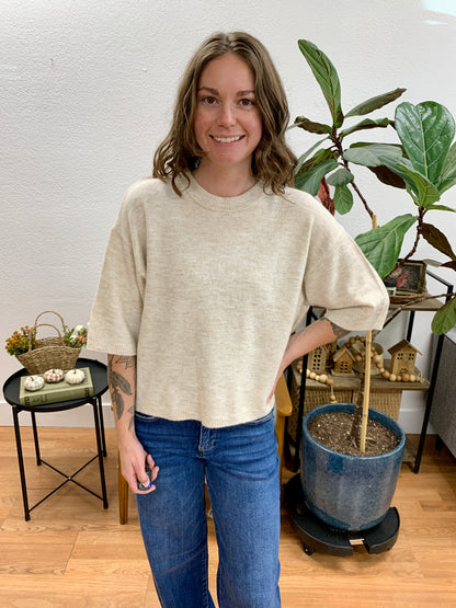 Oatmeal Heathered Boxy Pullover