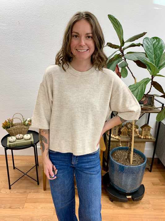 Oatmeal Heathered Boxy Pullover