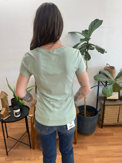 Sage Classic Slim V Neck Tee