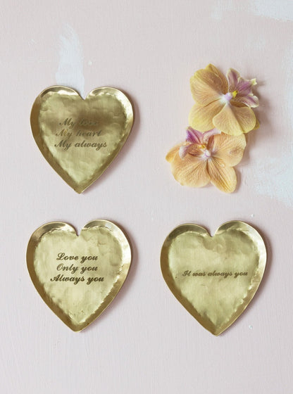 Brass Heart Shaped Dish with Saying