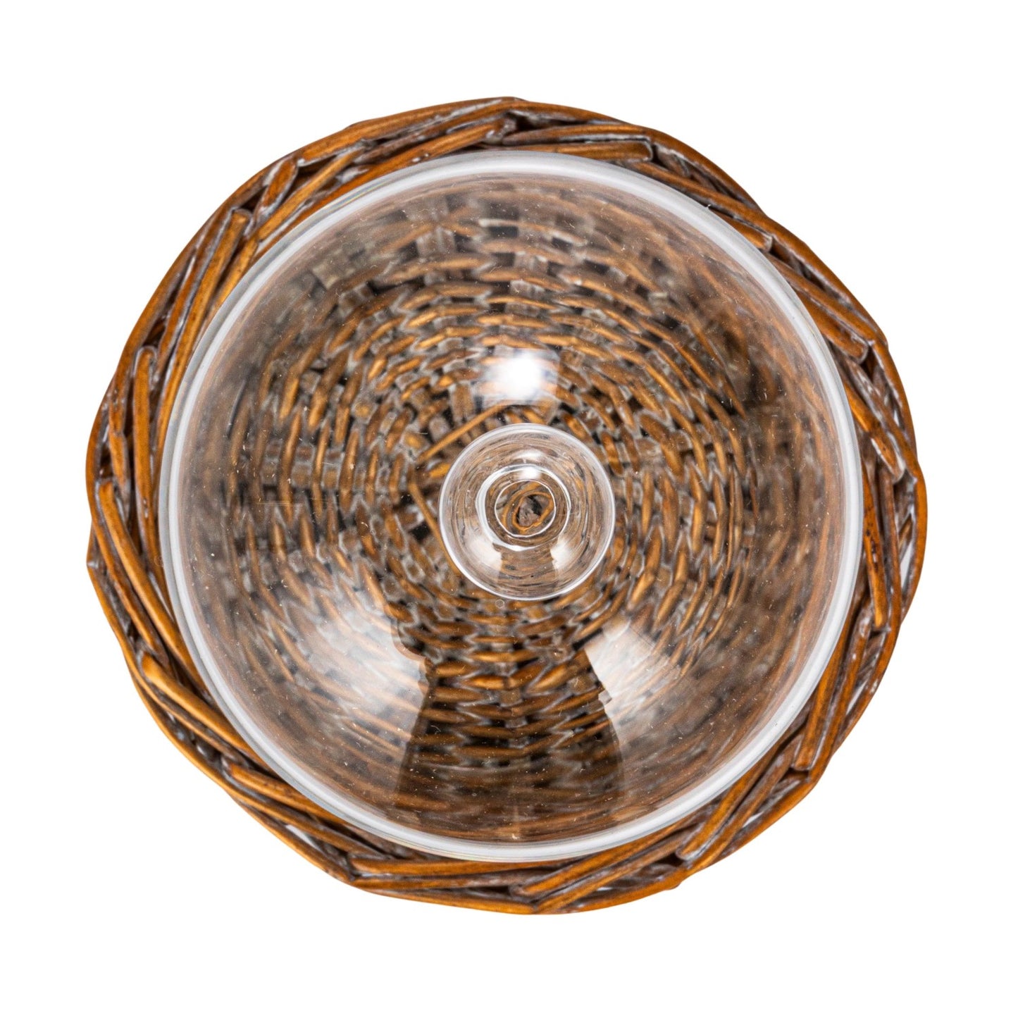 Glass Cloche with Woven Willow Base