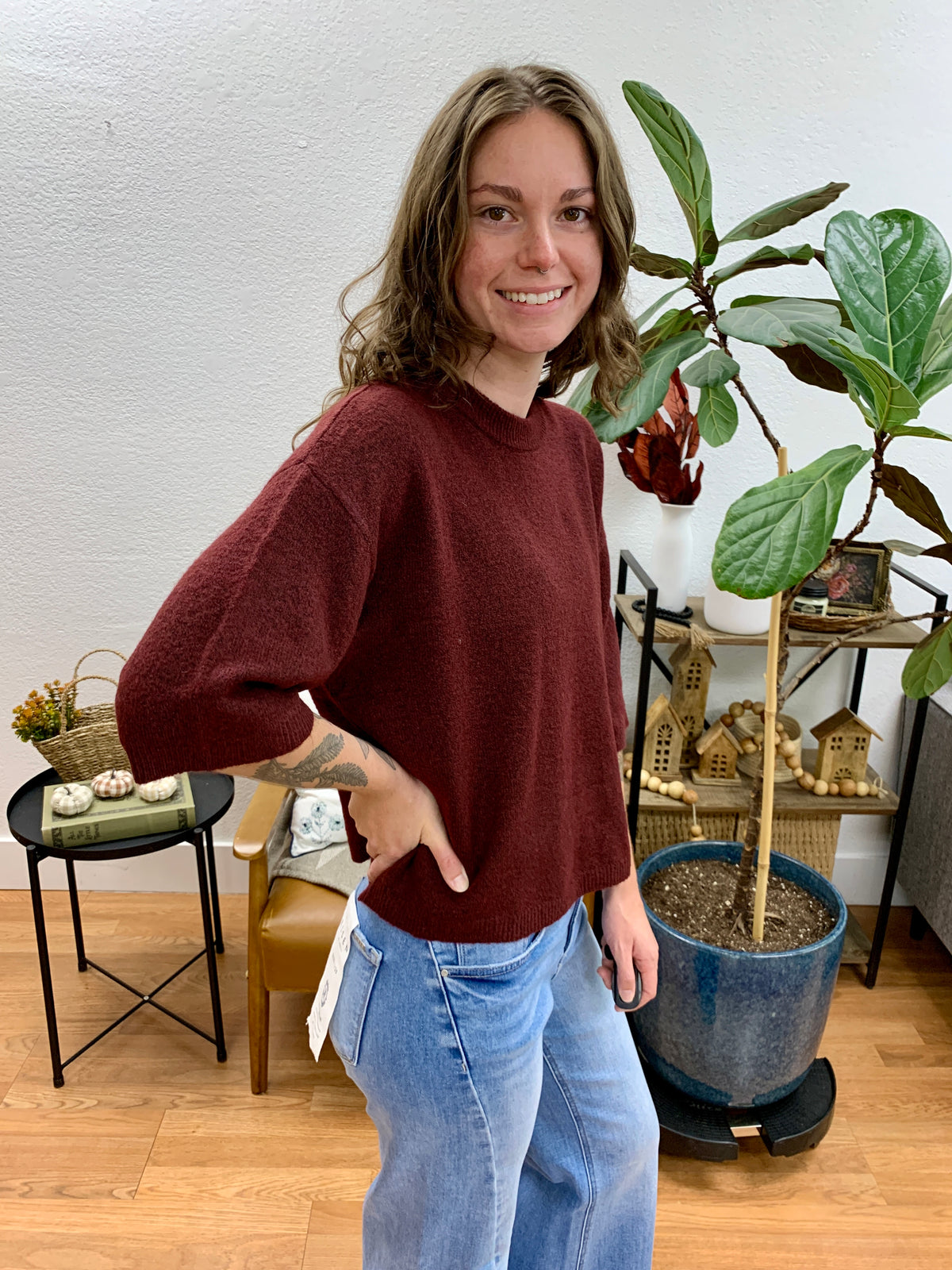 Redwood Heathered Boxy Pullover