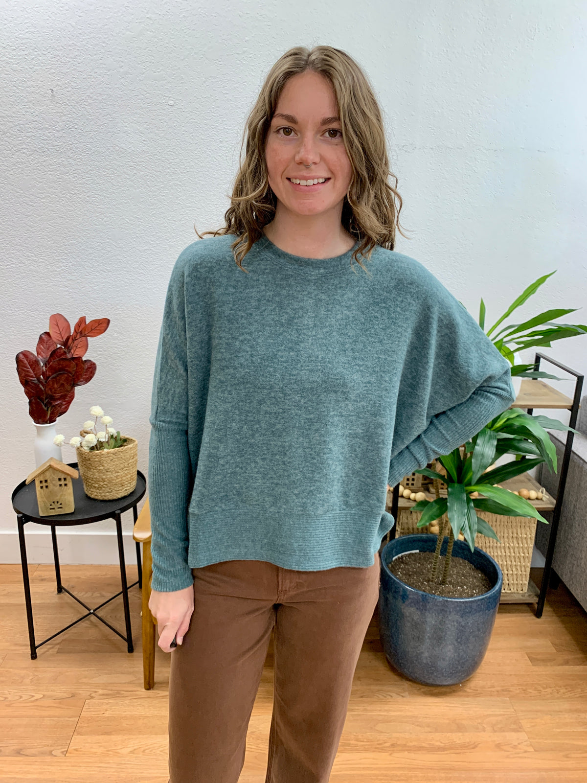 Jade Brushed Dolman Sweater
