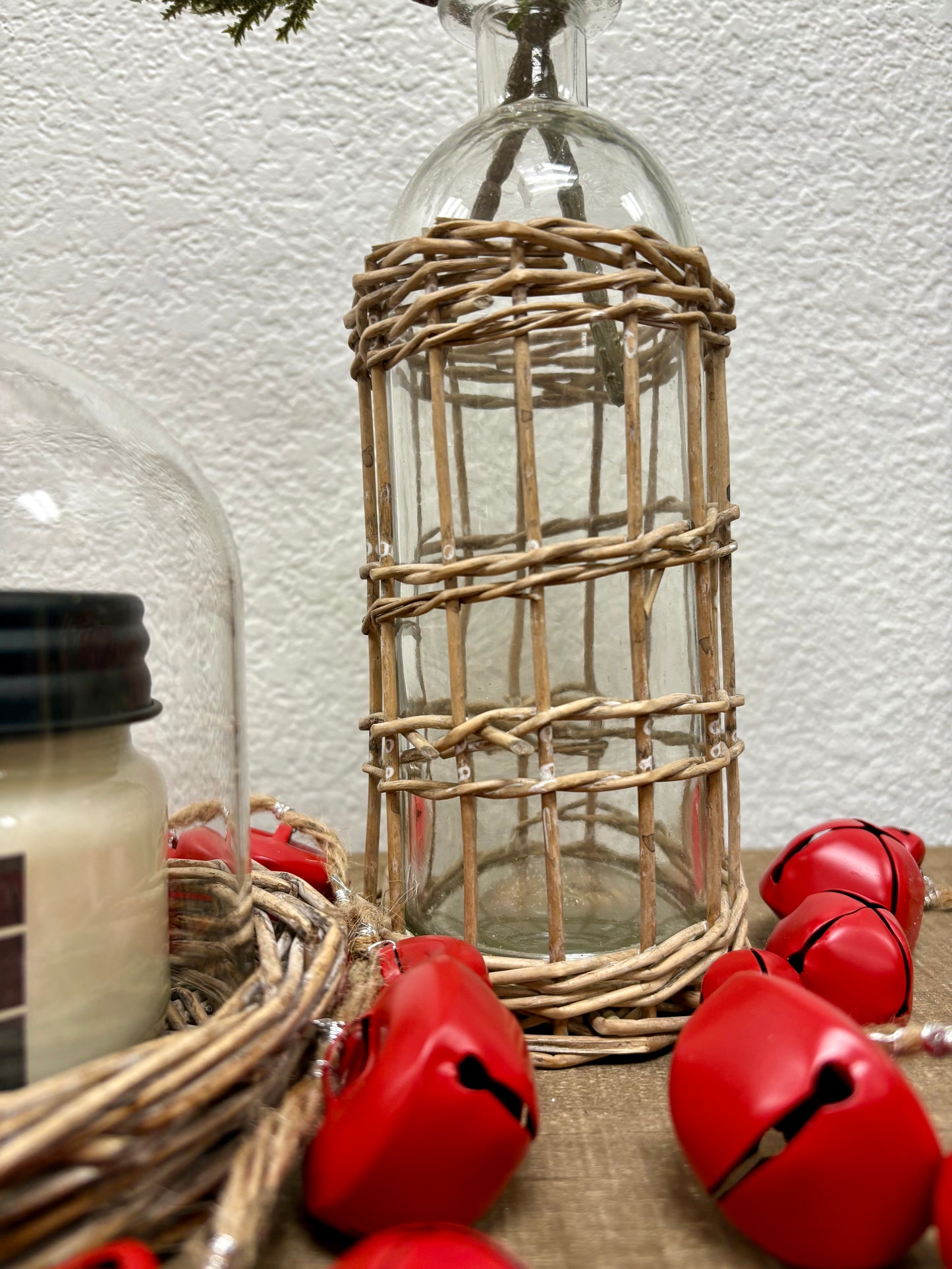 Willow Wrapped Glass Bottle Vase