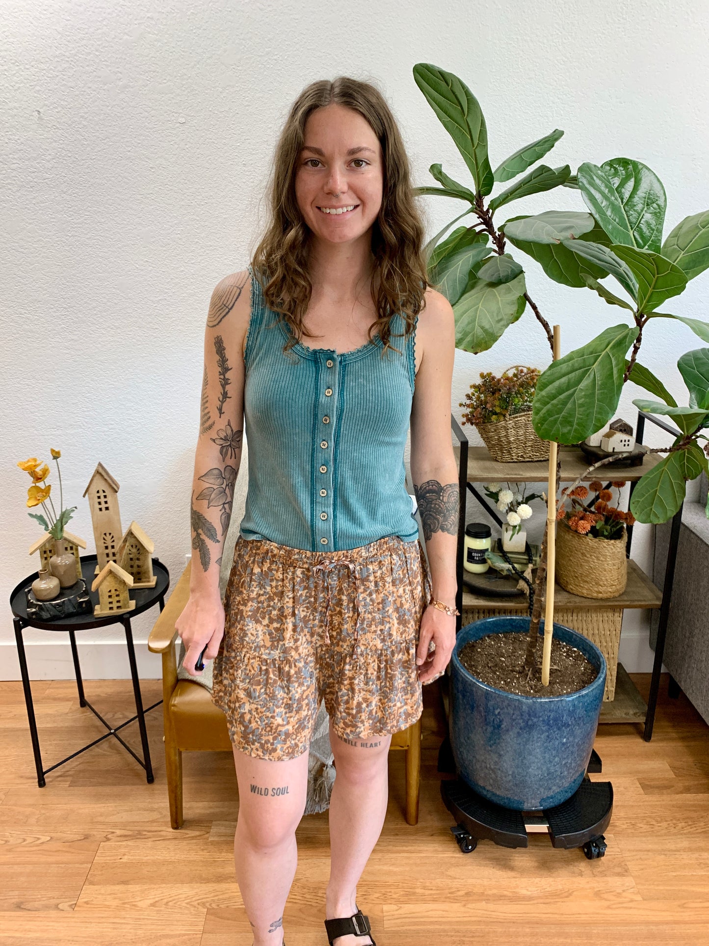 Mauve Floral Flouncy Shorts