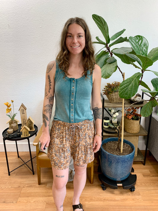 Mauve Floral Flouncy Shorts