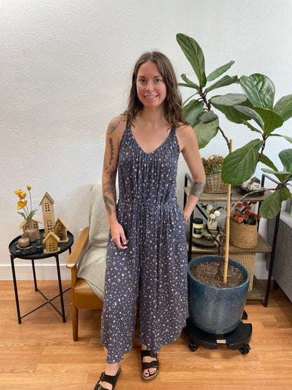 Navy Printed Jumpsuit