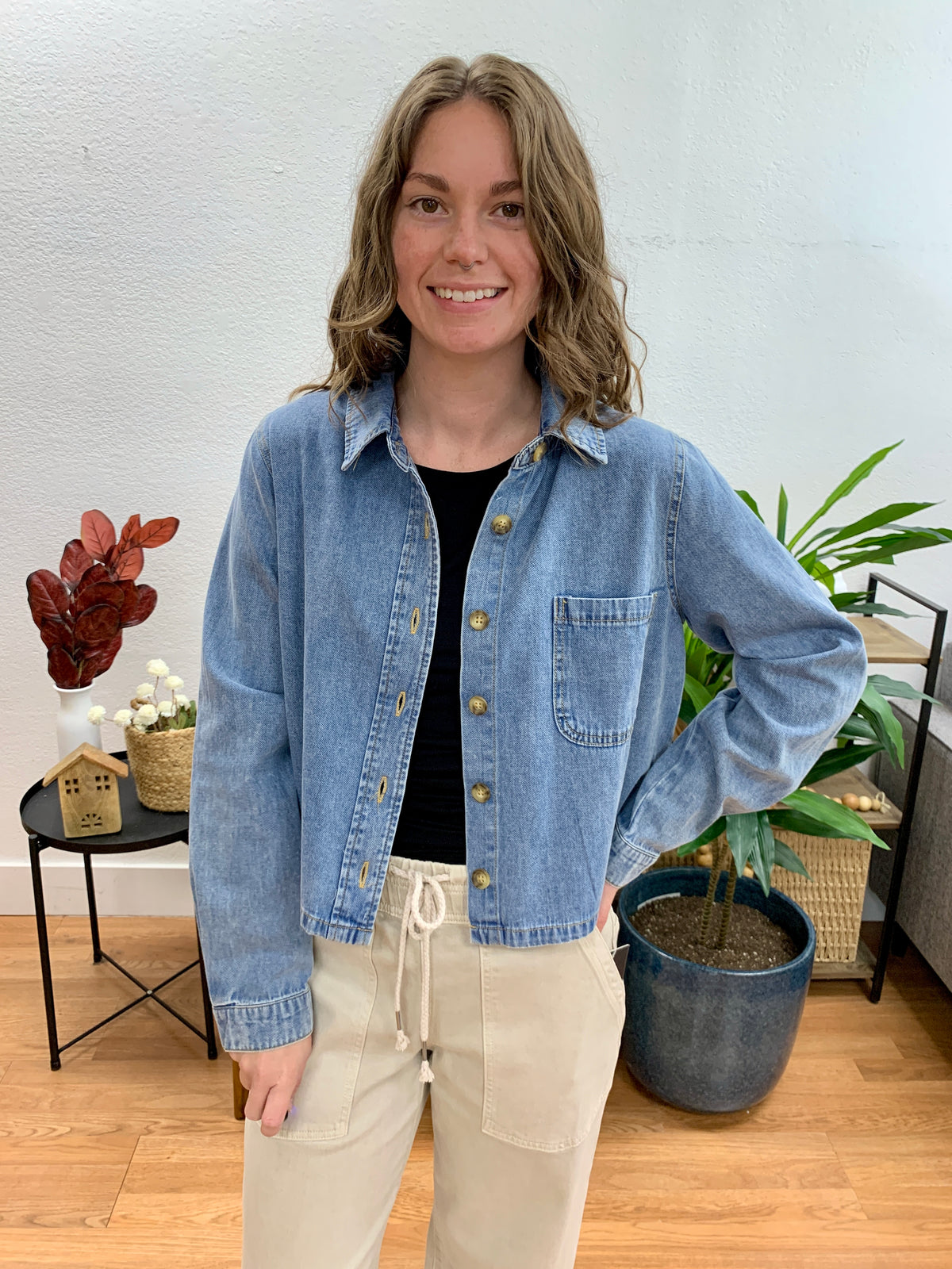 Denim Acid Wash Boxy Shirt