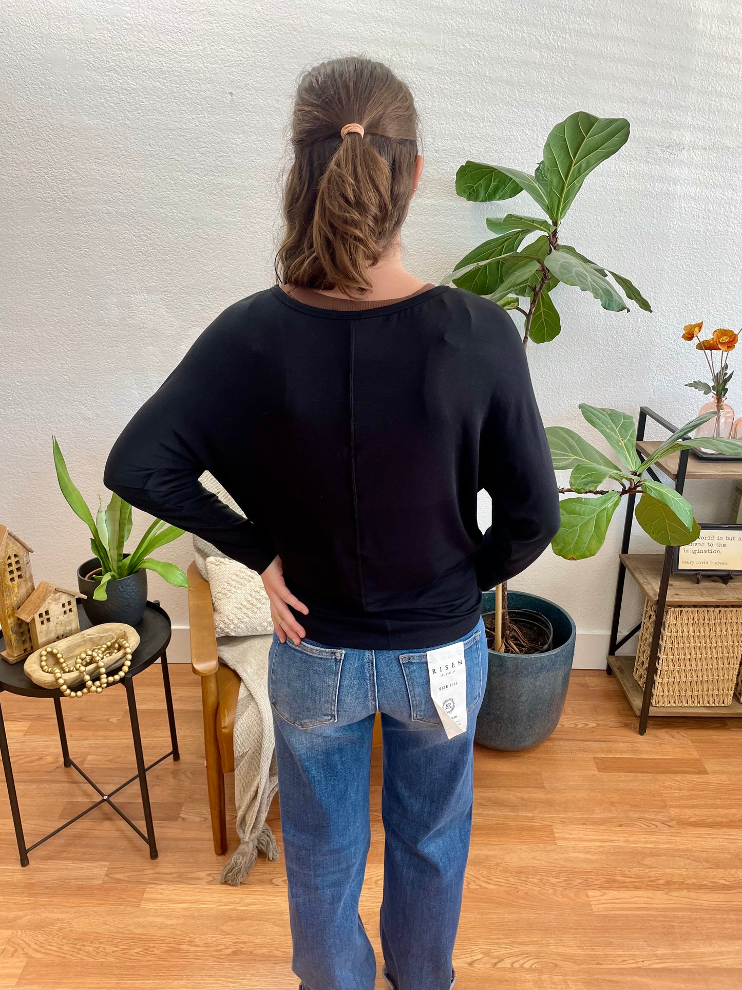 Black Modal Dolman Sleeve Top