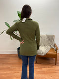Olive Ribbed Collared Top