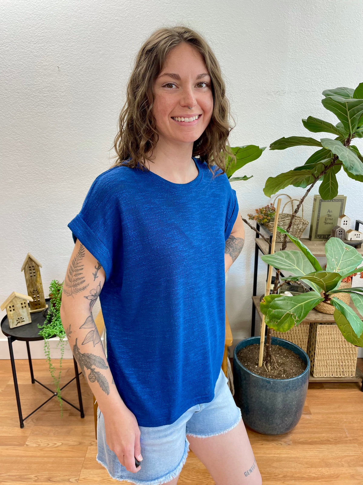 Navy Hacci Slub Tee