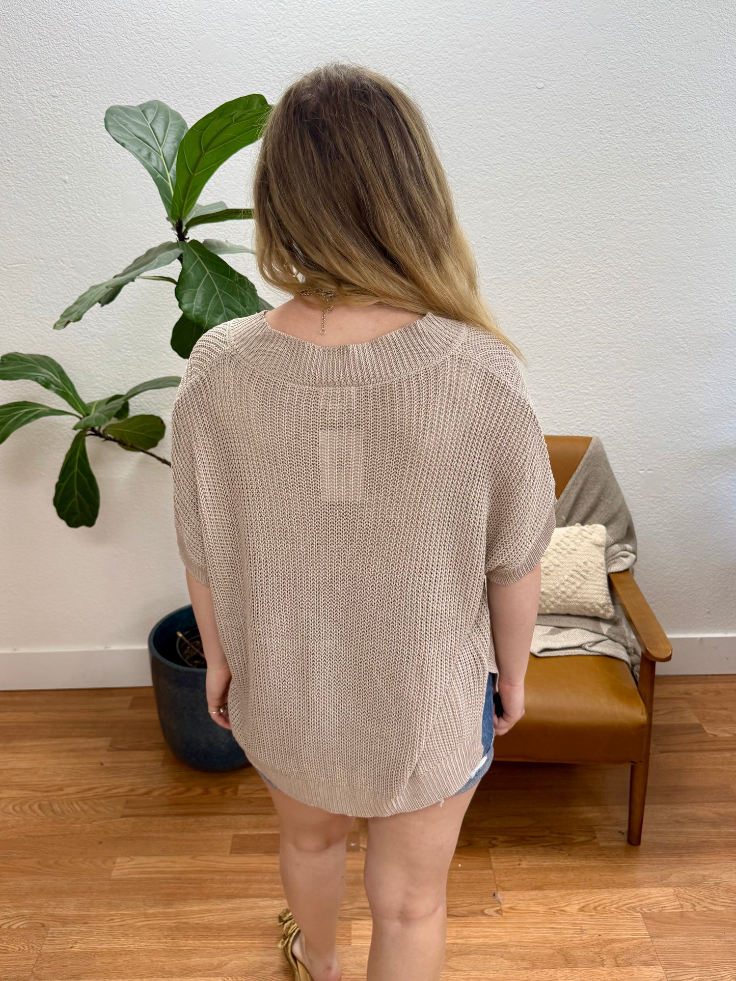 Taupe Dolman Sleeve Sweater Top