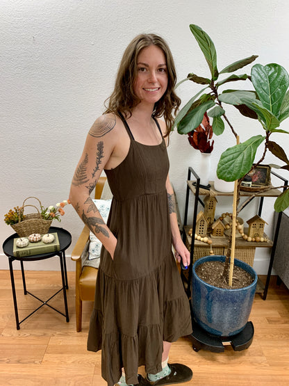 Chocolate Everyday Tiered Midi Dress