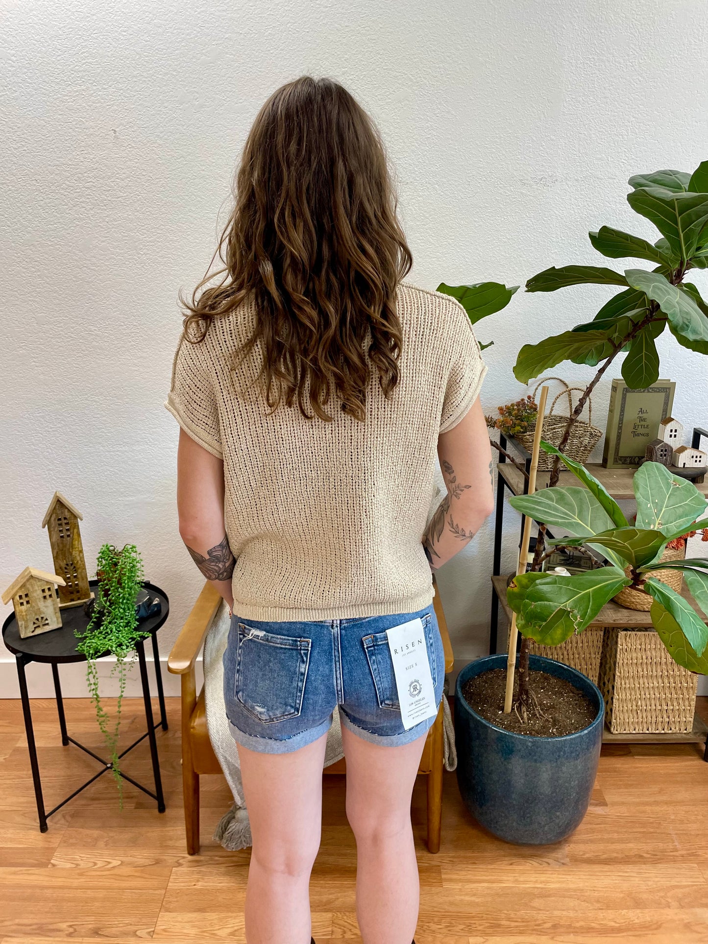 RISEN Mid Rise Cuffed Shorts