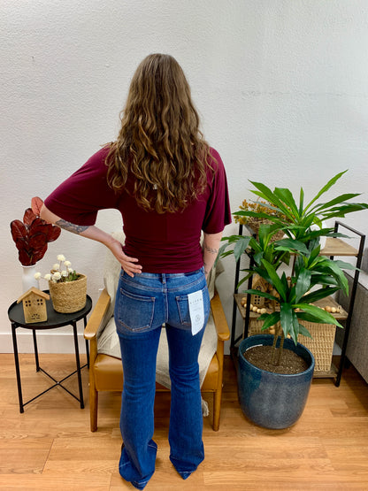 Risen Low Rise Flare Jeans