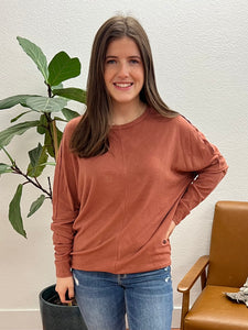 Rust Dolman Round Neck Top