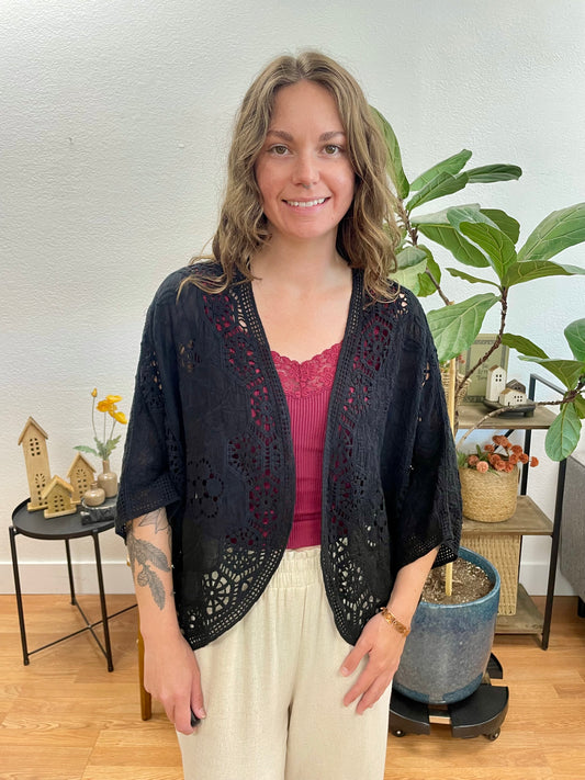 Black Lace Kimono