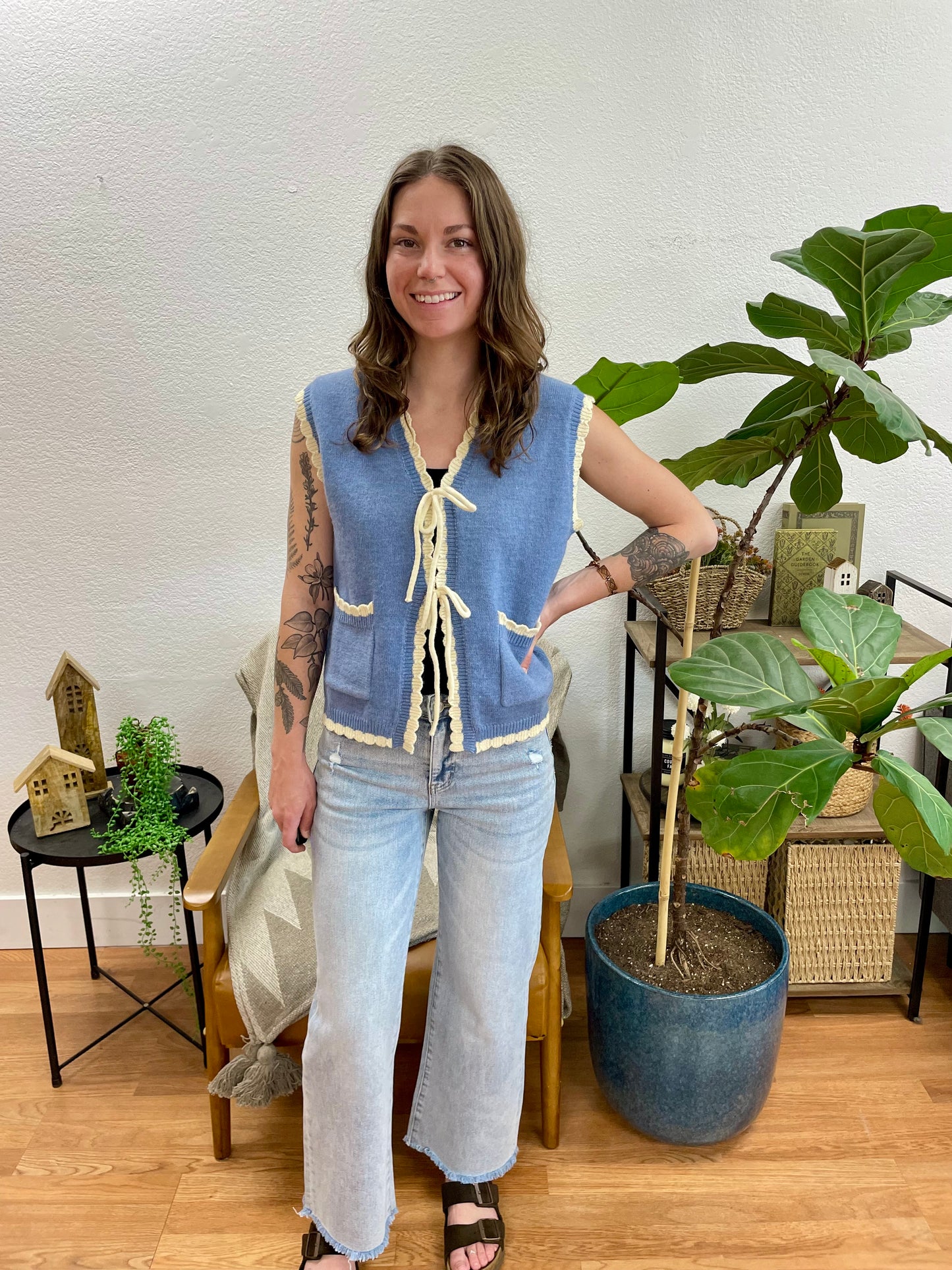 Mica Electric Blue Ankle Wide Leg Jeans