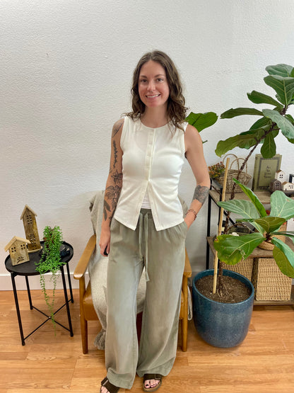 Olive Lightweight Tencel Pants