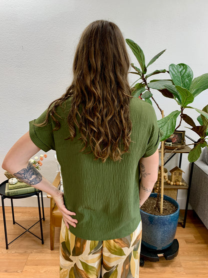 Olive Roll Sleeve Soft Tee