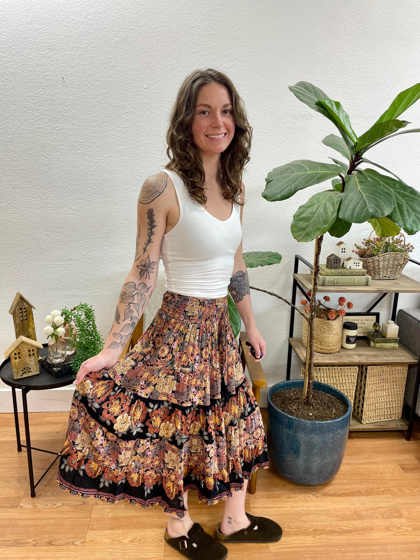 Moody Floral Circle Skirt