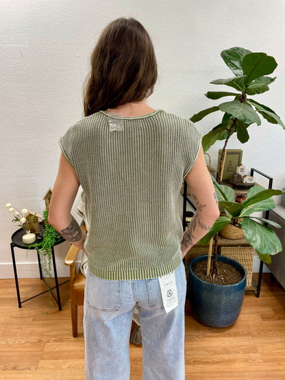 Olive Knit Henley Top