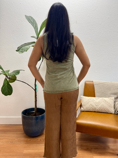 Olive Washed Henley Tank
