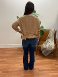 Tan Button Back Pullover Sweater