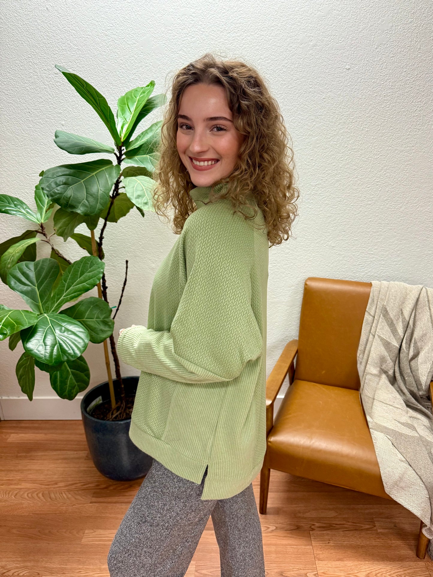 Sage Soft Knit Oversized Top