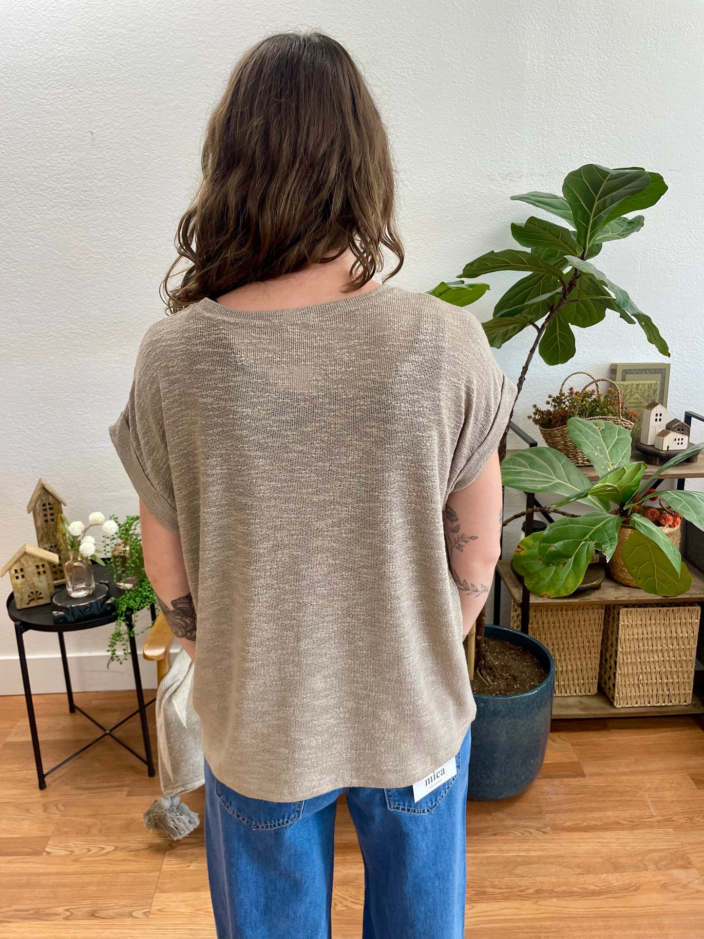 Mocha Hacci Slub Tee