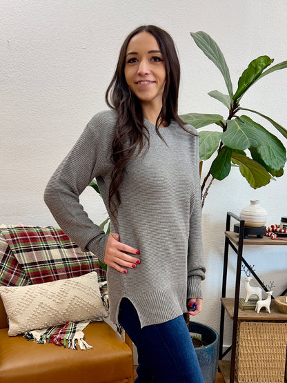 Grey Relaxed Basic Sweater - Terra Cottage