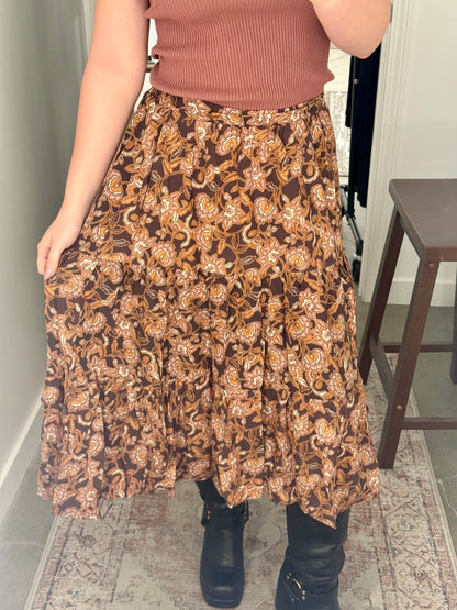 Plum Printed Midi Skirt