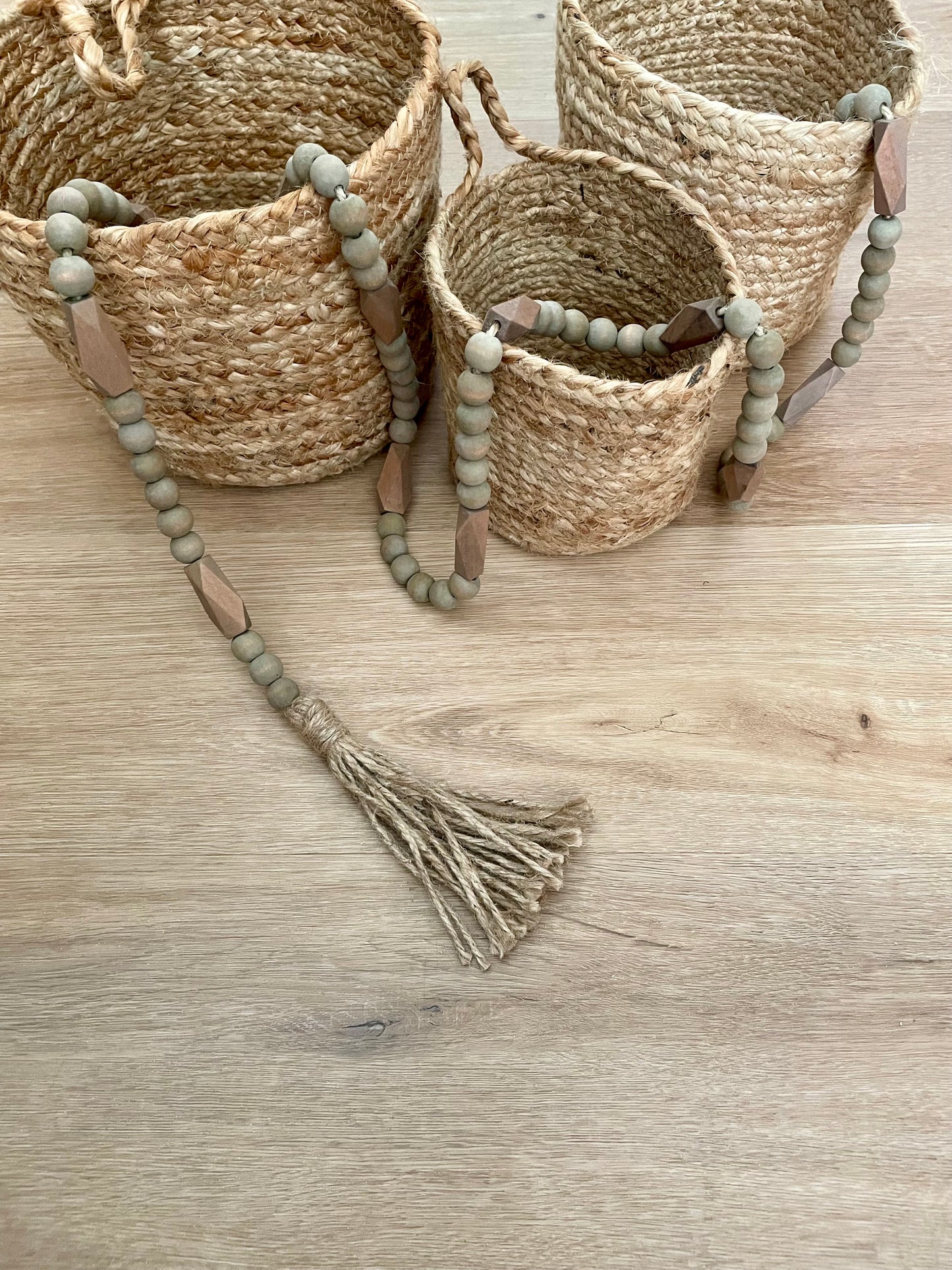 Brown Paulownia Wood Bead Garland