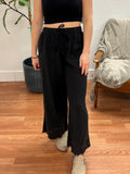 Black Raw Hem Pants