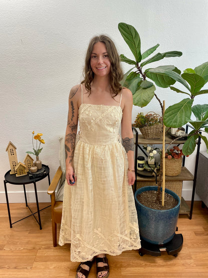 Cream Crochet Midi Dress
