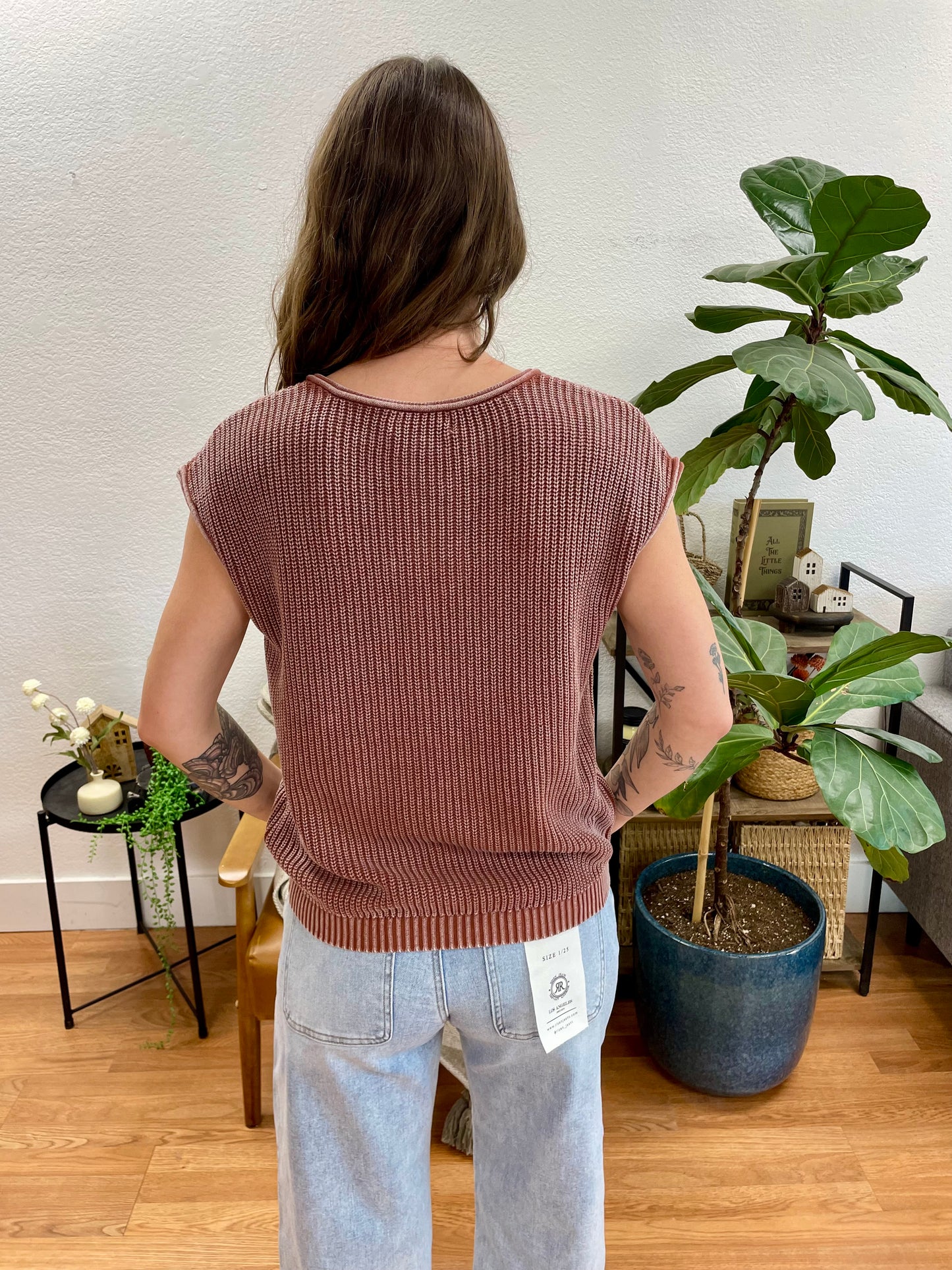 Terra Cotta Knit Henley Top