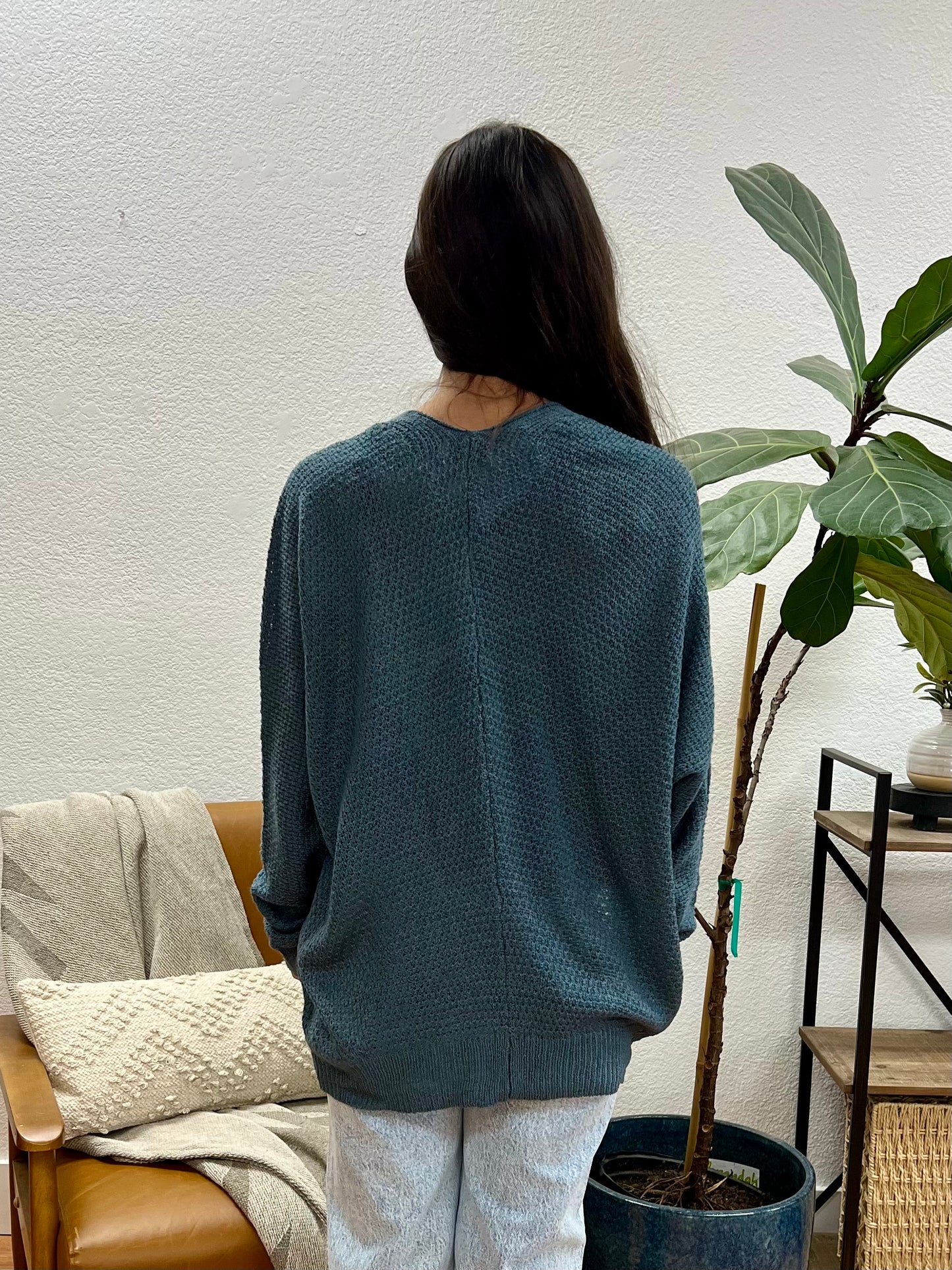 Teal Crochet Cardigan